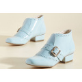 Trendy casual style PU leather ladies beautiful flat heel boots